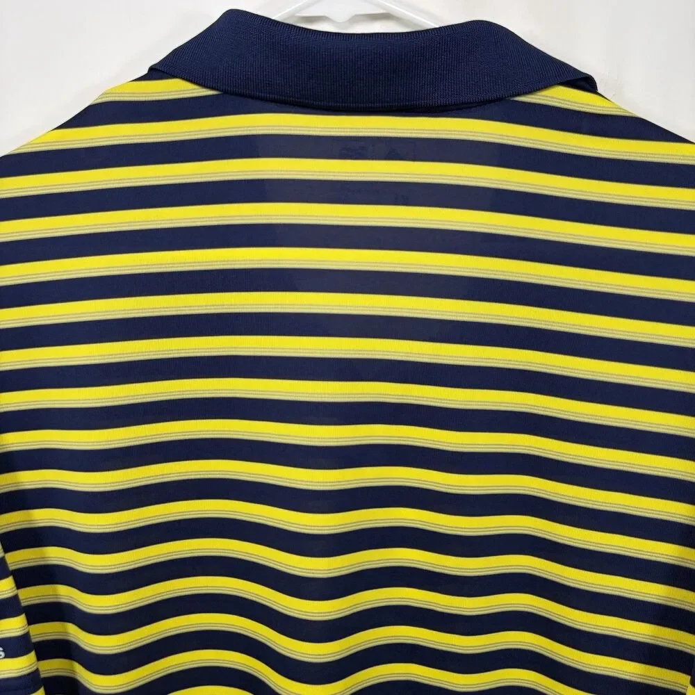 Oakmont Country Club Adidas Golf Polo Shirt Mens XL Navy Yellow Striped EUC